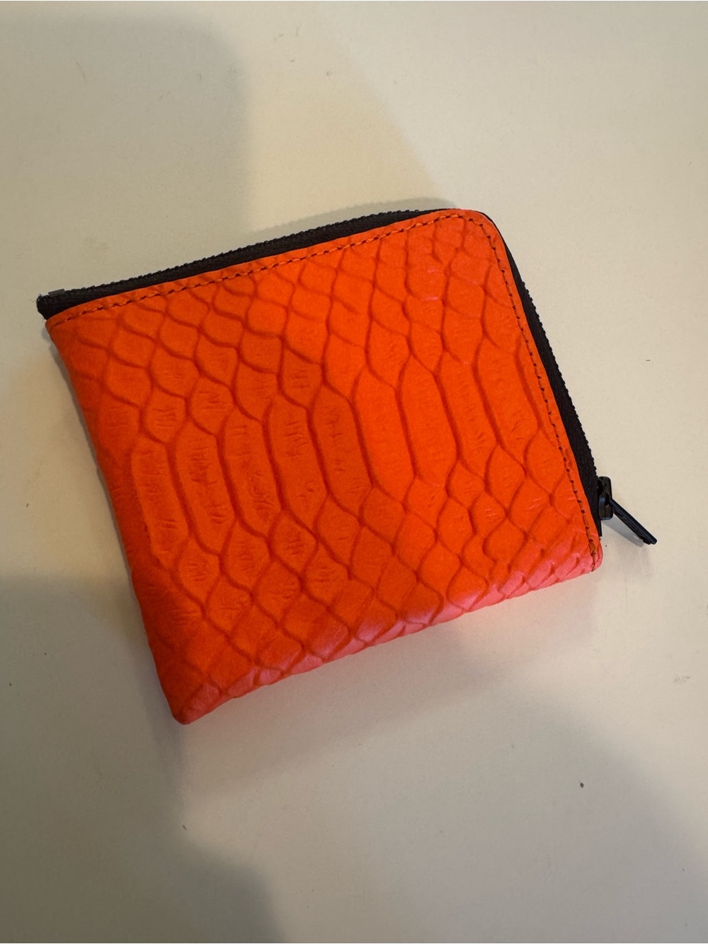 Python Neon Orange Zip Card & Key Holder Wallet